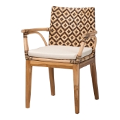 bali & pari Storsel Natural Rattan and Teak Wood Dining Chair, Two-Tone Brown